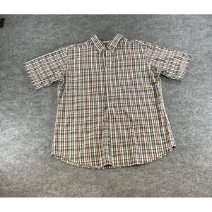Eddie Bauer Button Up Shirt Mens Large Plaid Check Short Sleeve Casual Outdoor C